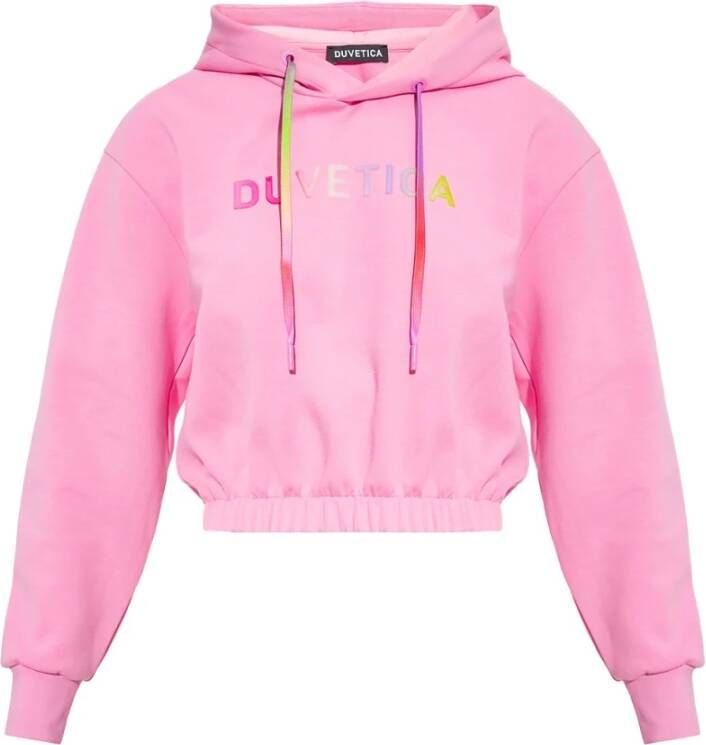 Duvetica Kleurrijke Logo Hoodie voor Dames Pink Dames