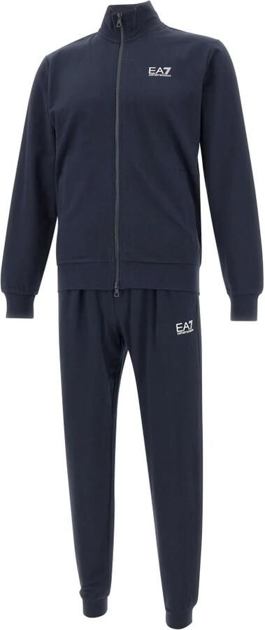 Emporio Armani EA7 Blauwe Katoenen Trainingspak met Fullzip Sluiting Blue Heren - Foto 10