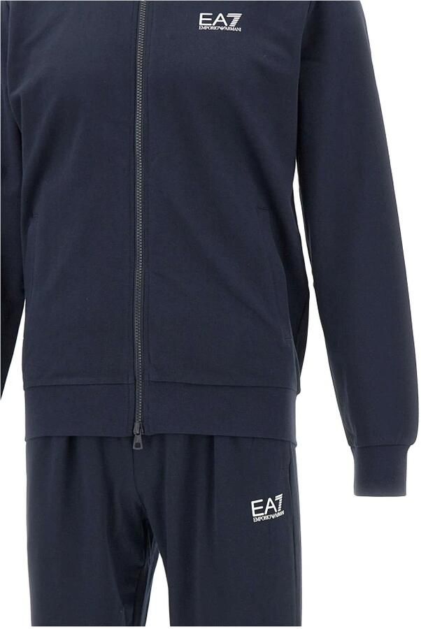 Emporio Armani EA7 Blauwe Katoenen Trainingspak met Fullzip Sluiting Blue Heren - Foto 2