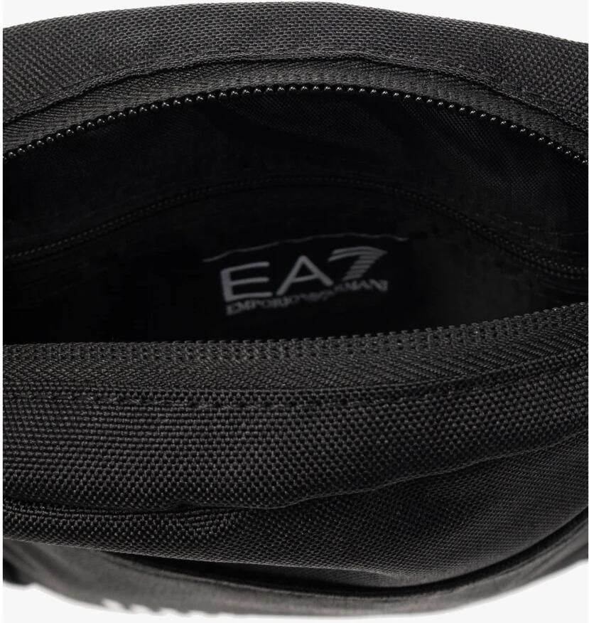 Emporio Ar i EA7 Kleine zwarte nylon schoudertas met verstelbare band Zwart