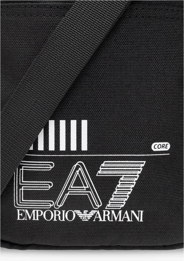 Emporio Ar i EA7 Kleine zwarte nylon schoudertas met verstelbare band Zwart - Foto 4