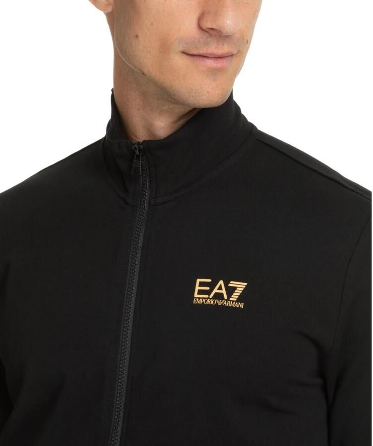 Emporio Armani EA7 Zwart Trainingspak Set met Opstaande Kraag Black Heren