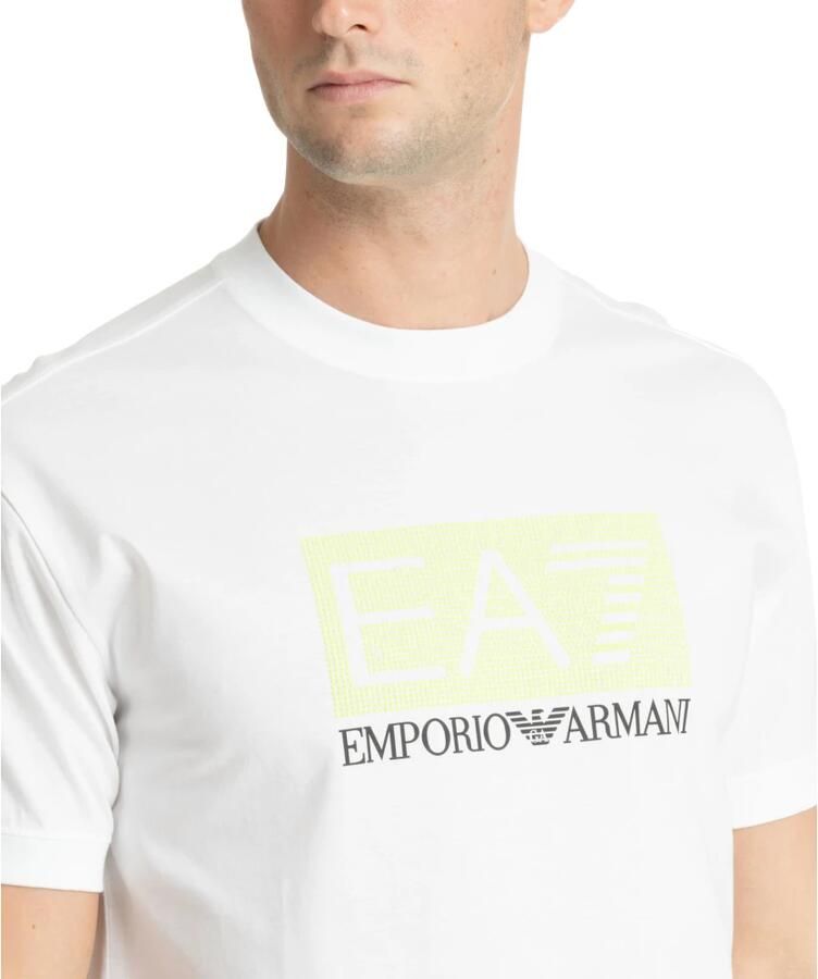 Emporio Armani EA7 Gestreept Logo T-shirt White Heren