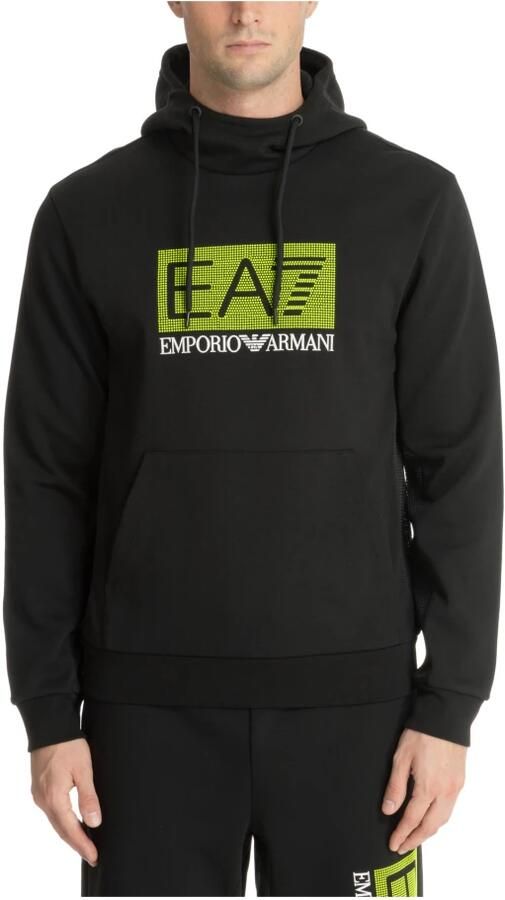 Emporio Armani EA7 Gestreepte Hoodie met Capuchon Logo en Zak Black Heren - Foto 4