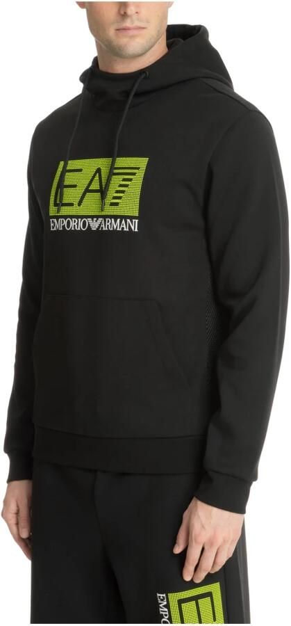 Emporio Armani EA7 Gestreepte Hoodie met Capuchon Logo en Zak Black Heren - Foto 3