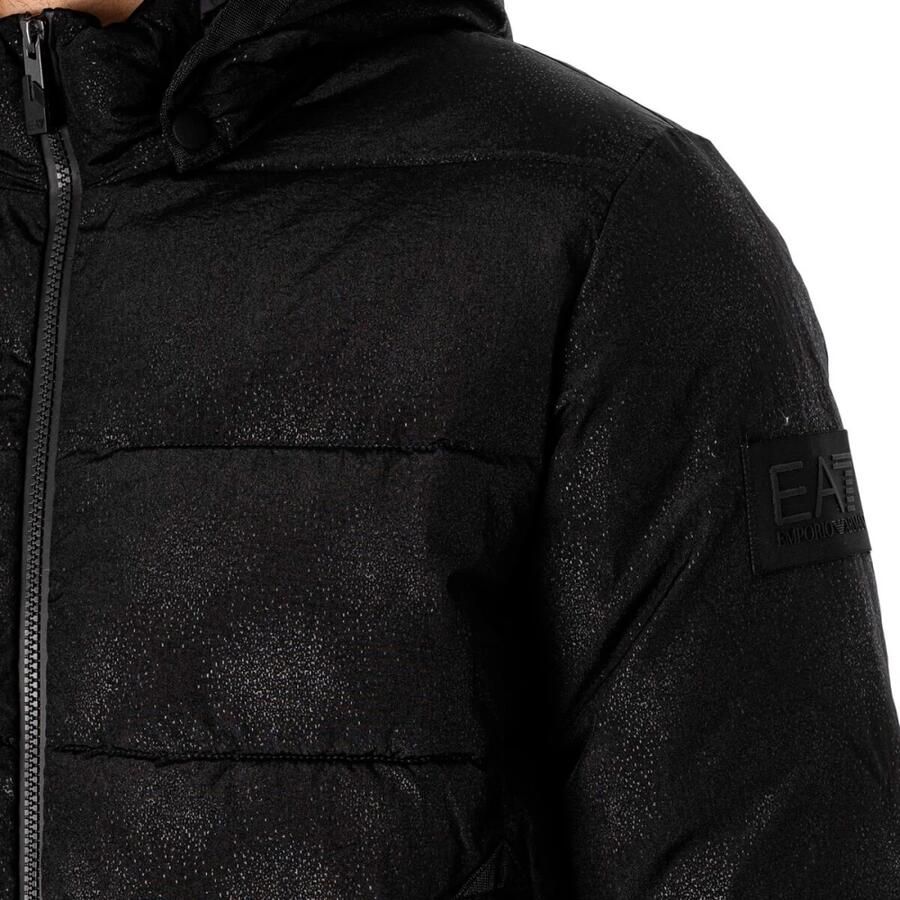 Emporio Armani EA7 Afneembare Capuchon Ritssluiting Donsjas Zwart Heren