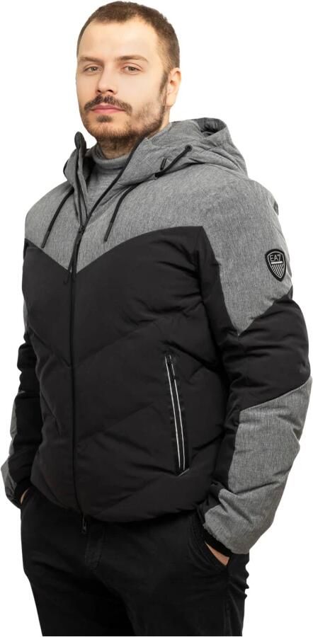 Emporio Armani EA7 Heren Gewatteerde Jas met Capuchon Gray Heren