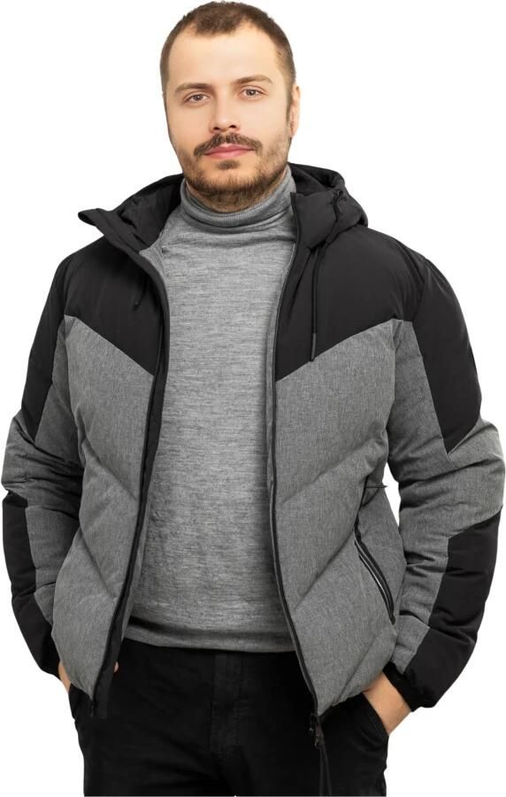 Emporio Armani EA7 Heren Gewatteerde Jas met Capuchon Gray Heren