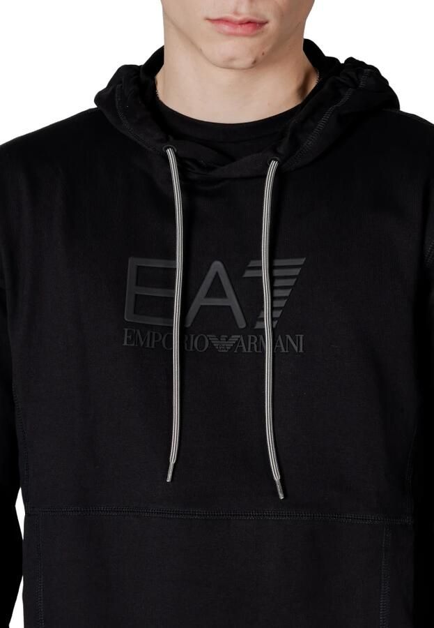 Emporio Armani EA7 Heren Katoenen Capshirt Sweatshirt Lente Zomer Black Heren