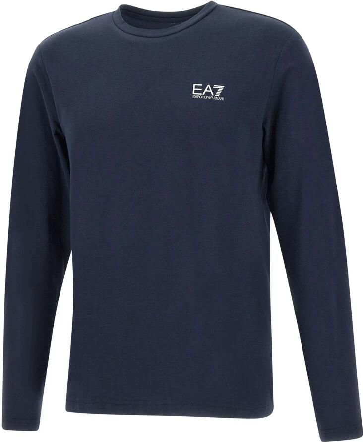 Emporio Armani EA7 Heren Katoenen Trui Navy Blauw Lange Mouwen Blue Heren - Foto 4