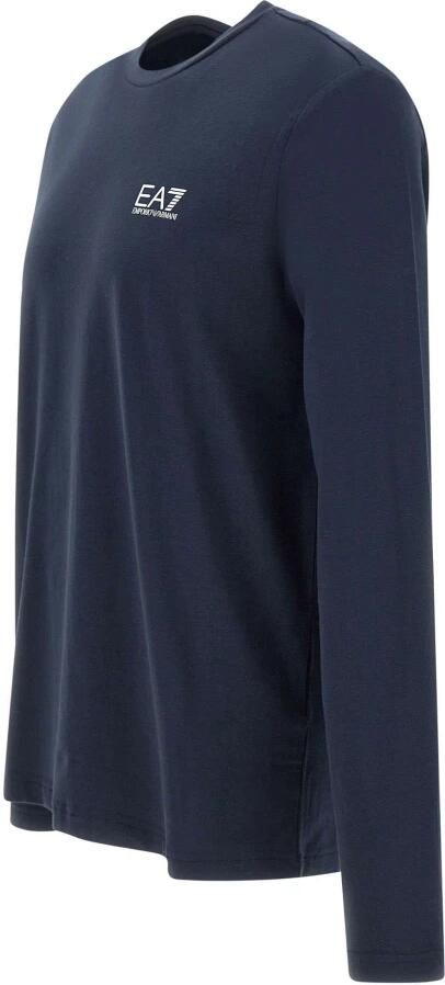 Emporio Armani EA7 Heren Katoenen Trui Navy Blauw Lange Mouwen Blue Heren - Foto 3