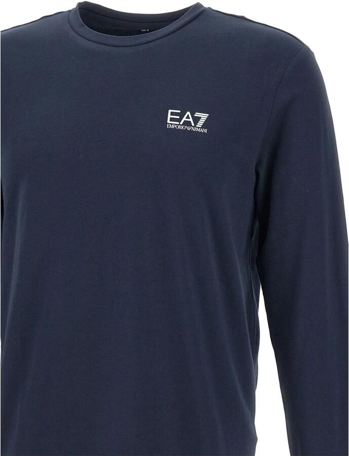 Emporio Armani EA7 Heren Katoenen Trui Navy Blauw Lange Mouwen Blue Heren
