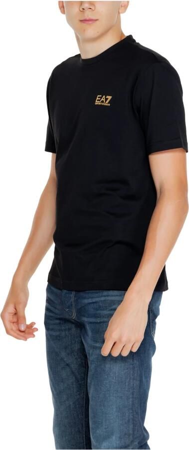 Emporio Armani EA7 Zwarte Katoenen T-shirt met Korte Mouwen Black Heren - Foto 3