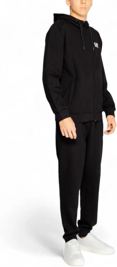 Emporio Armani EA7 Effen Tracksuit met Capuchon en Zakken Black Heren