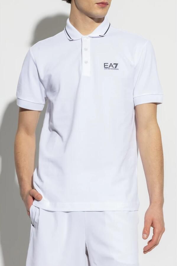 EA7 Emporio Armani Slim fit poloshirt met labelprint model 'TRAIN CORE' - Foto 3