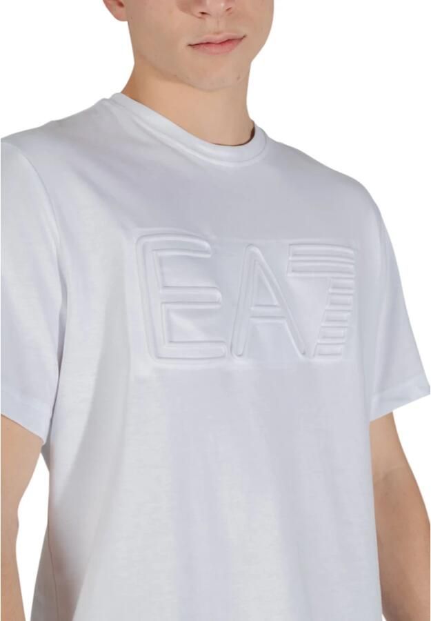 Emporio Armani EA7 Witte Katoenen T-shirt Ronde Hals Korte Mouw White Heren