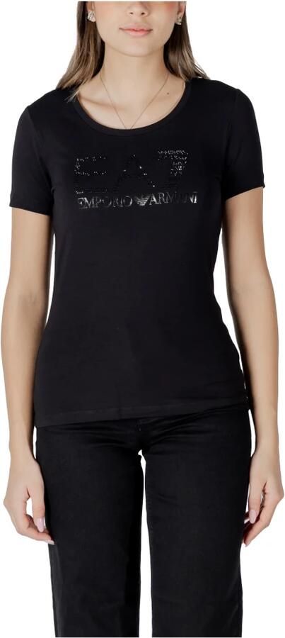 Emporio Armani EA7 Katoenen T-shirt met korte mouwen collectie Black Dames