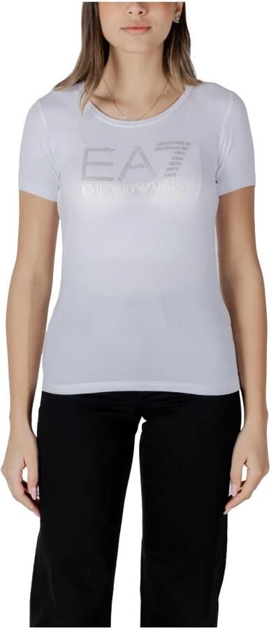 Emporio Armani EA7 Katoenen T-shirt met korte mouwen collectie White Dames