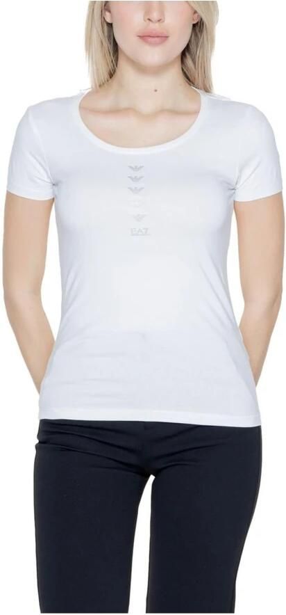 Emporio Armani EA7 Katoenmix Stretch T-shirt Damescollectie White Dames