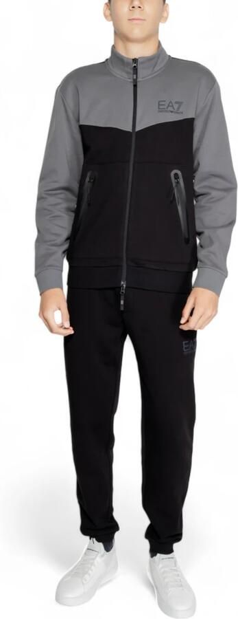 Emporio Armani EA7 Zwarte katoenen sweatsuit met comfortabele pasvorm Black Heren - Foto 9