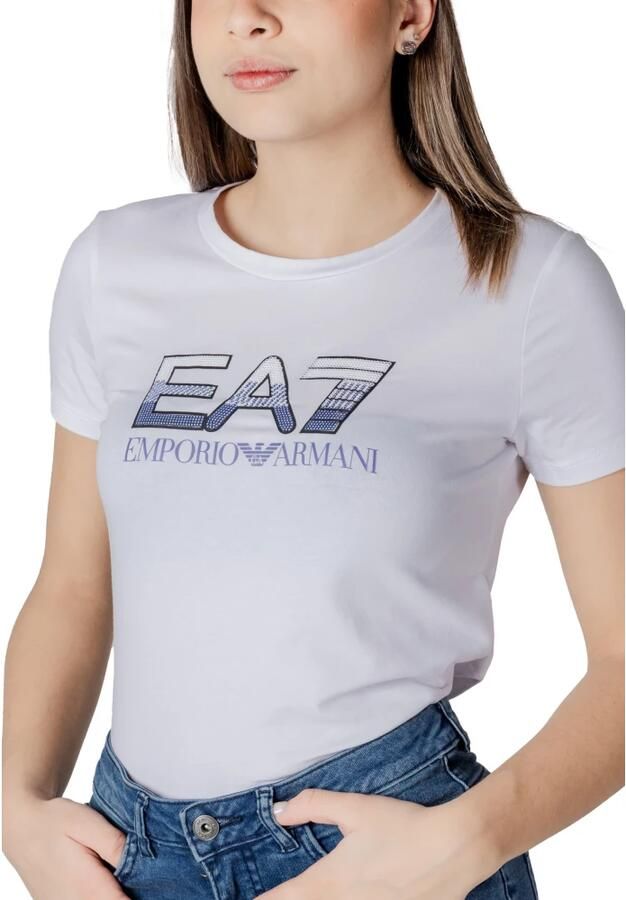 Emporio Armani EA7 Korte mouwen katoenen T-shirt collectie White Dames