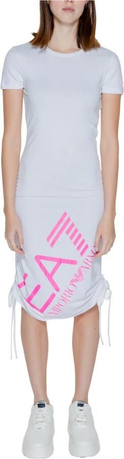 Emporio Armani EA7 Strandjurk van stretchkatoen met korte mouwen White Dames - Foto 5