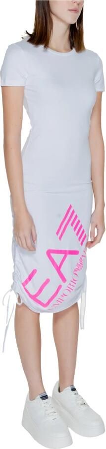 Emporio Armani EA7 Strandjurk van stretchkatoen met korte mouwen White Dames - Foto 4