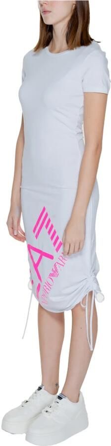 Emporio Armani EA7 Strandjurk van stretchkatoen met korte mouwen White Dames - Foto 3