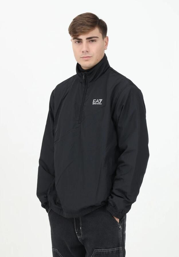 Emporio Armani EA7 Minimalistische Sportieve Zwarte Gewatteerde Jas Black Heren