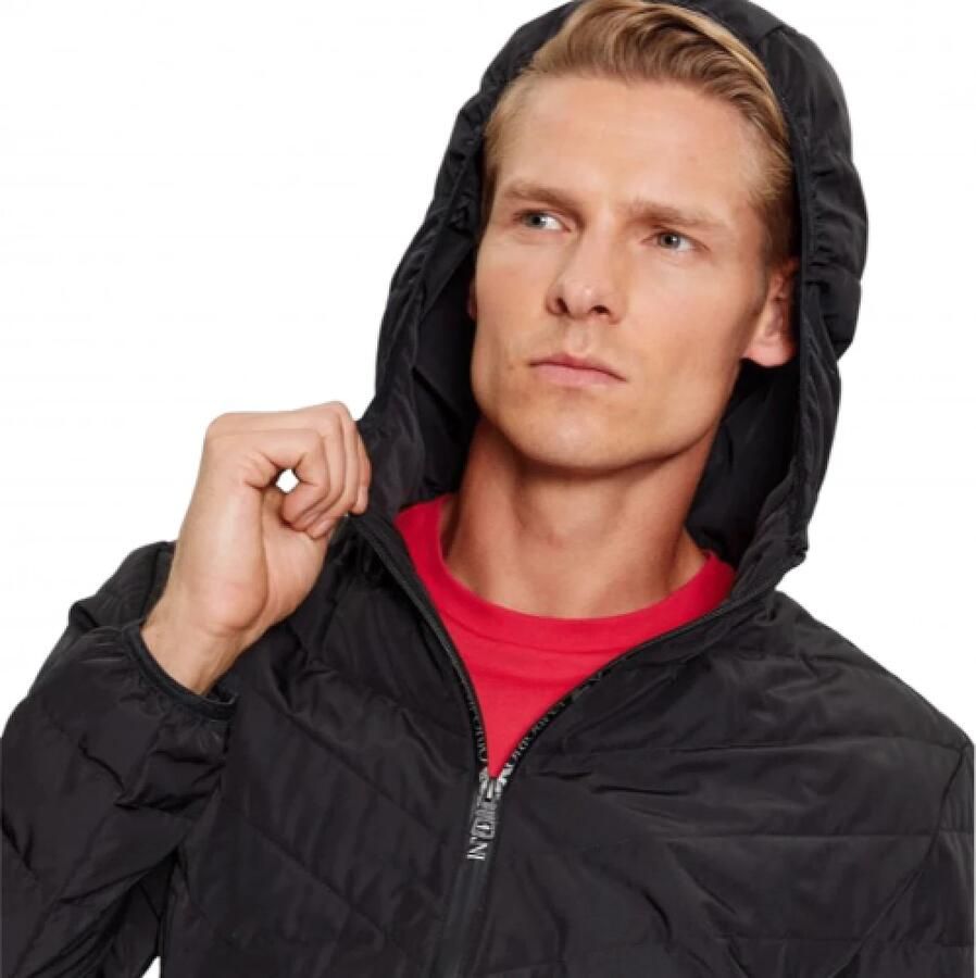 Emporio Armani EA7 Zwarte Opvouwbare Ganzendons Buitenkleding Black Heren