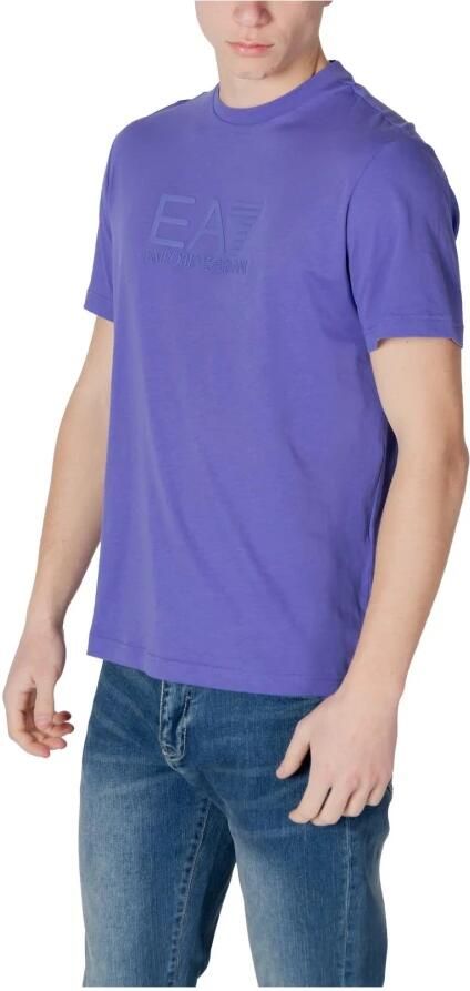 Emporio Armani EA7 Paarse Effen Ronde Hals T-shirt Purple Heren