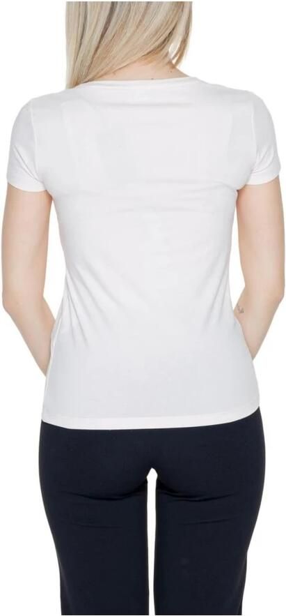 Emporio Armani EA7 Roze Katoenen T-shirt Lente Zomer Collectie White Dames