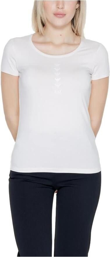 Emporio Armani EA7 Roze Katoenen T-shirt Lente Zomer Collectie White Dames - Foto 2