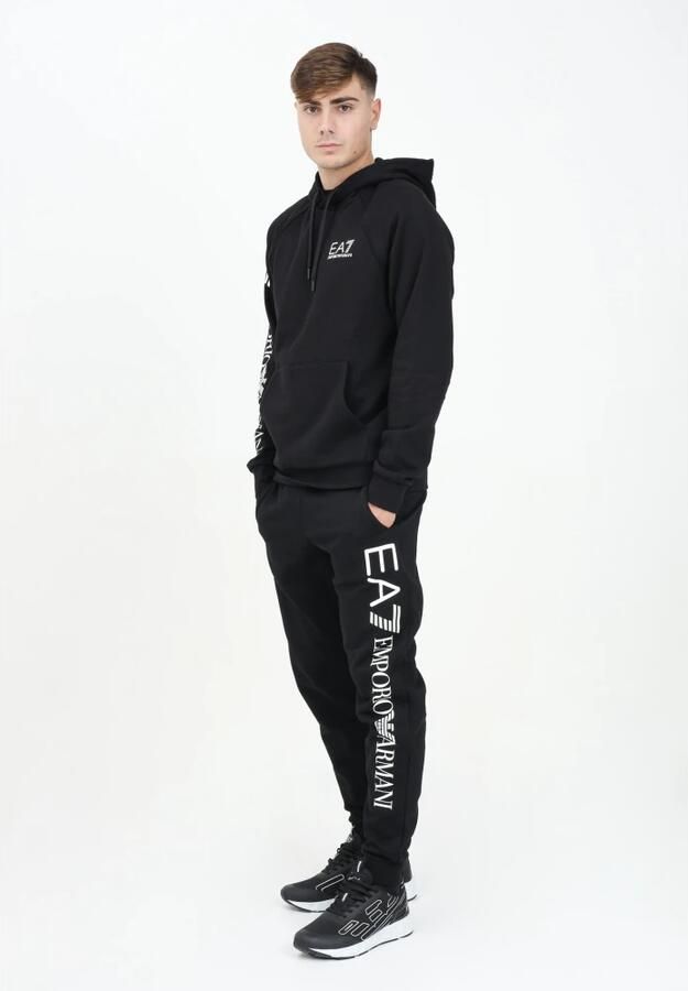 Emporio Armani EA7 Zwarte EA7 Broek met Verticaal Logo Black Heren