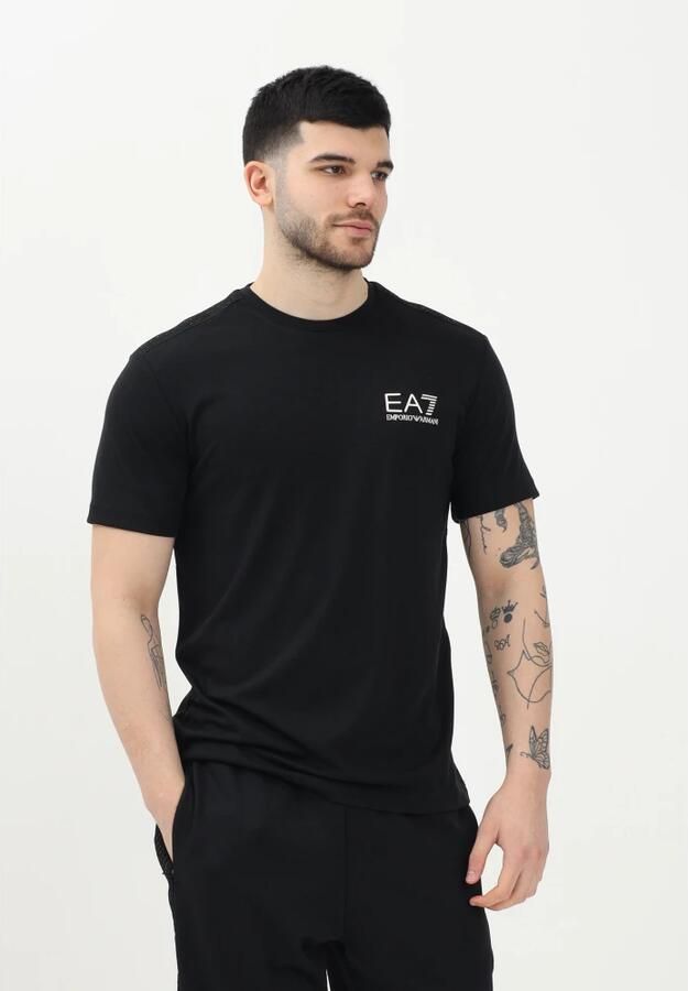 Emporio Armani EA7 Sportieve Zwarte T-shirt met Korte Mouwen Black Heren