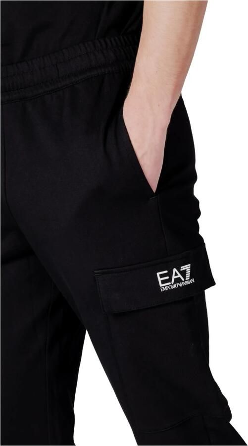 Emporio Armani EA7 Zwarte katoenen broek met meerdere zakken Black Heren