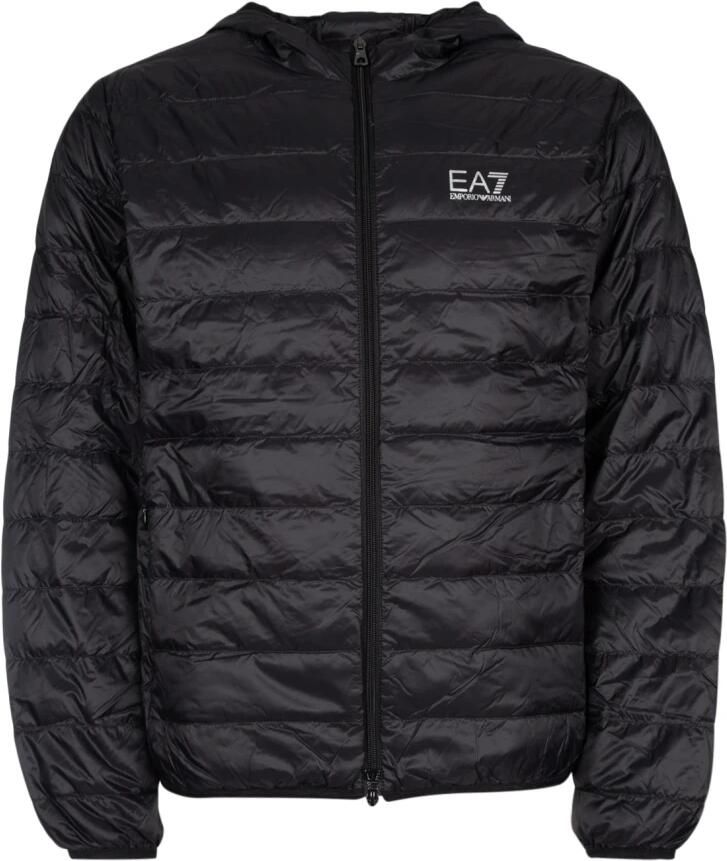 Emporio Armani EA7 Zwarte Hooded Ritsjas voor Mannen Black Heren