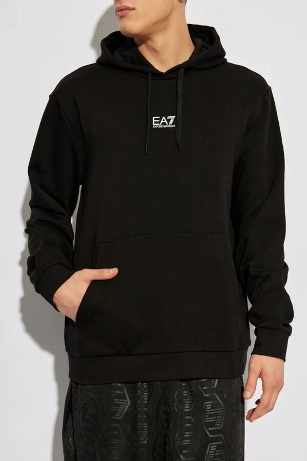Emporio Armani EA7 Zwarte hoodie met voorzak Black Heren - Foto 3