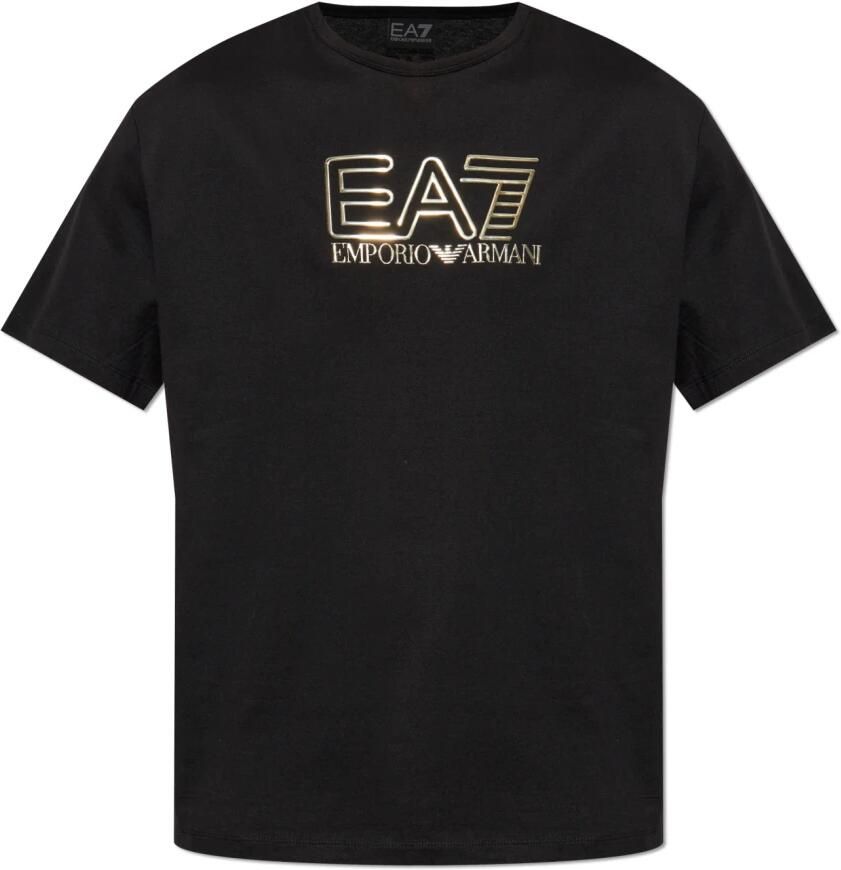 EA7 Emporio Armani Shine Logo Boyfriend T-Shirt Black- Dames Black - Foto 4