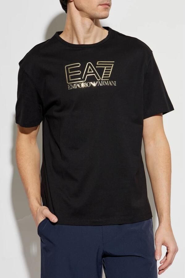 EA7 Emporio Armani Shine Logo Boyfriend T-Shirt Black- Dames Black - Foto 3