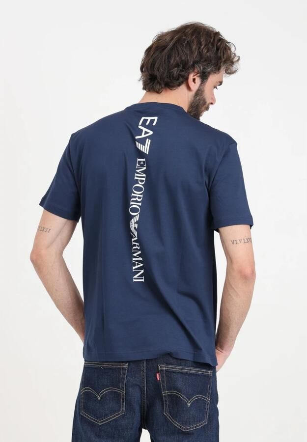 Emporio Armani EA7 Blauw Logo T-shirt voor Heren Blue Heren