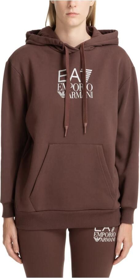 EA7 Emporio Armani Box Logo Oversized Hoodie Brown- Dames Brown - Foto 5