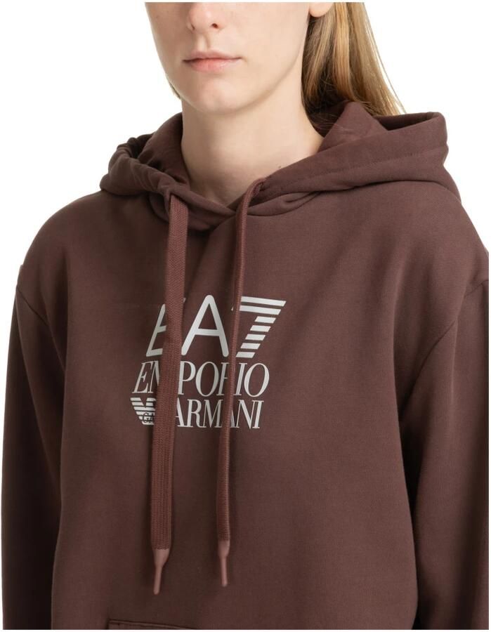 EA7 Emporio Armani Box Logo Oversized Hoodie Brown- Dames Brown