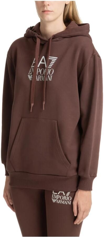 EA7 Emporio Armani Box Logo Oversized Hoodie Brown- Dames Brown - Foto 4