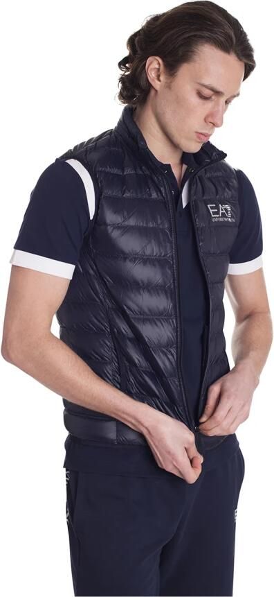 Emporio Armani EA7 Gedrukt Logo Donzen Vest voor Heren Blauw Heren - Foto 6