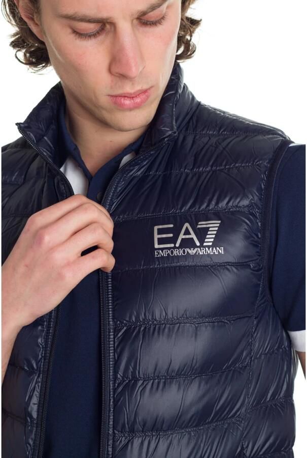 Emporio Armani EA7 Gedrukt Logo Donzen Vest voor Heren Blauw Heren - Foto 3