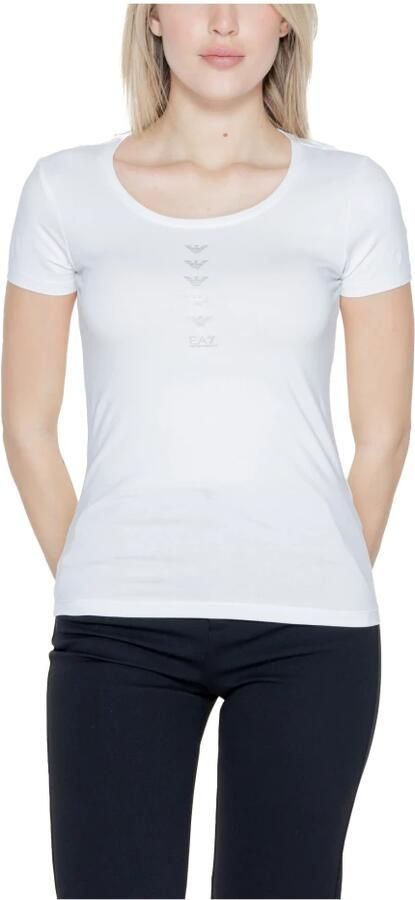 Emporio Armani EA7 Katoenmix Stretch T-shirt Damescollectie White Dames