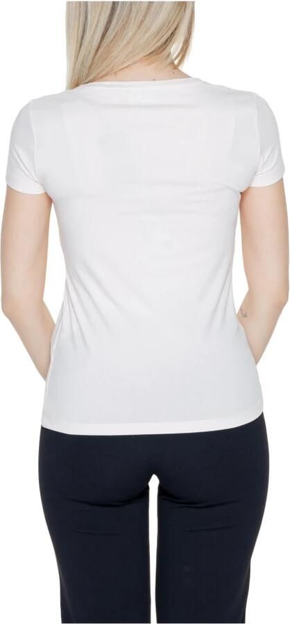 Emporio Armani EA7 Roze Katoenen T-shirt Lente Zomer Collectie White Dames