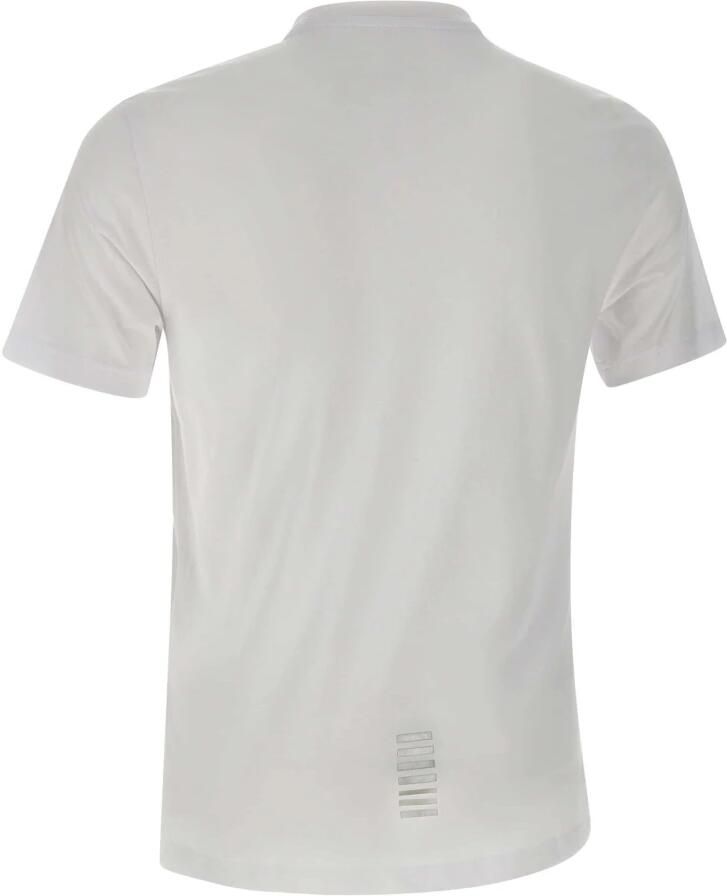 Emporio Armani EA7 Witte Katoenen T-shirt met Logo White Heren