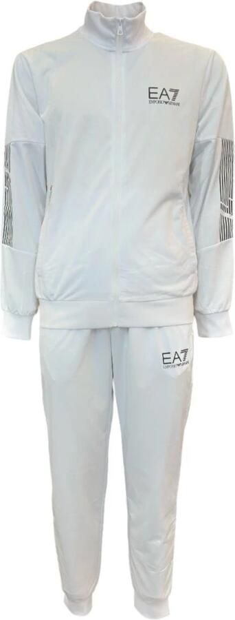 Emporio Armani EA7 Witte Trainingspak Set Rits Logo White Heren